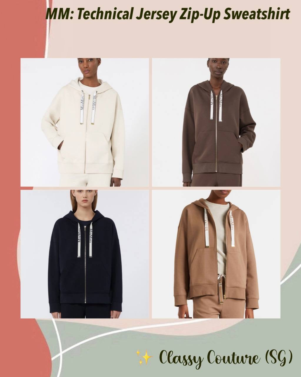 5 Colors! MM Technical Cotton-blend Jersey Zip-Up Sweatshirt Hoodie