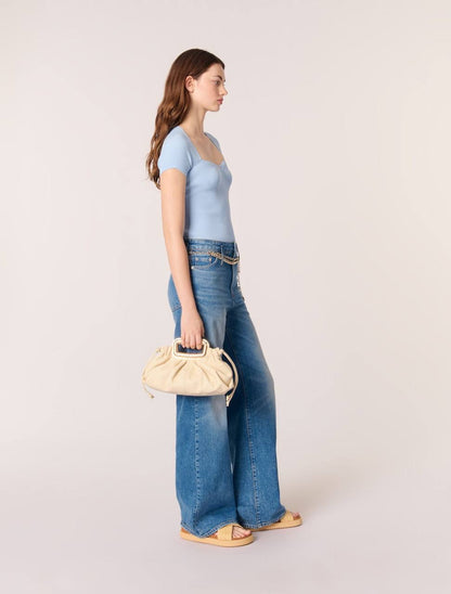 MJ Moka Rib Knit Sweetheart Shirt Top
