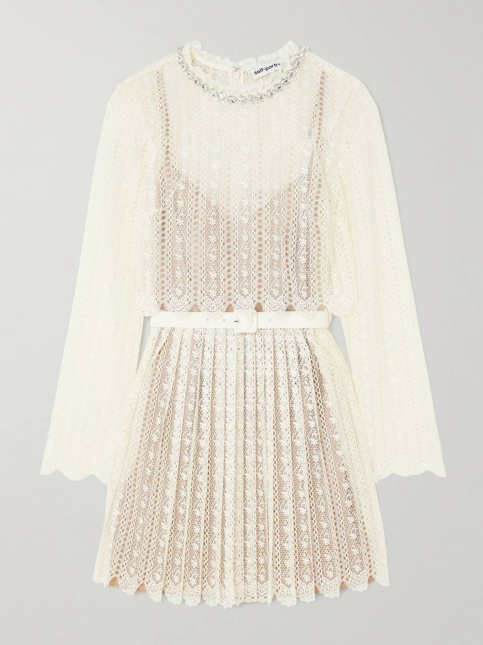 SP Cream Organza Lace Mini Dress