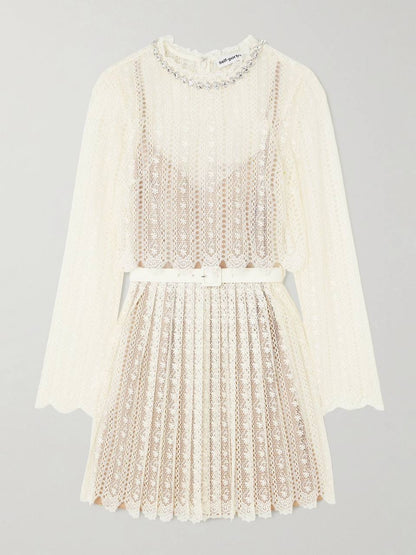 SP Cream Organza Lace Mini Dress