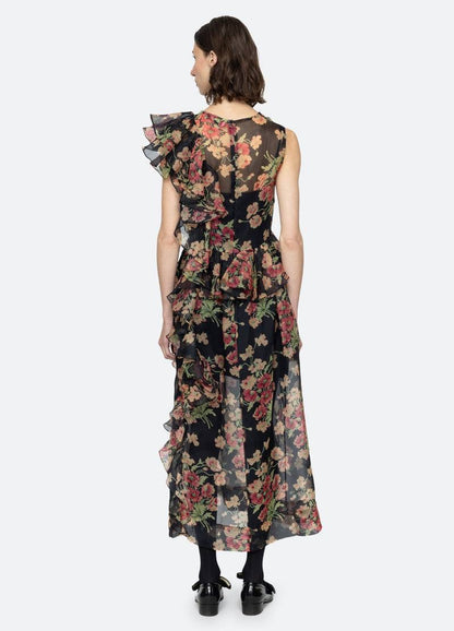 SE Cornelia Print Silk Organza Midi Dress