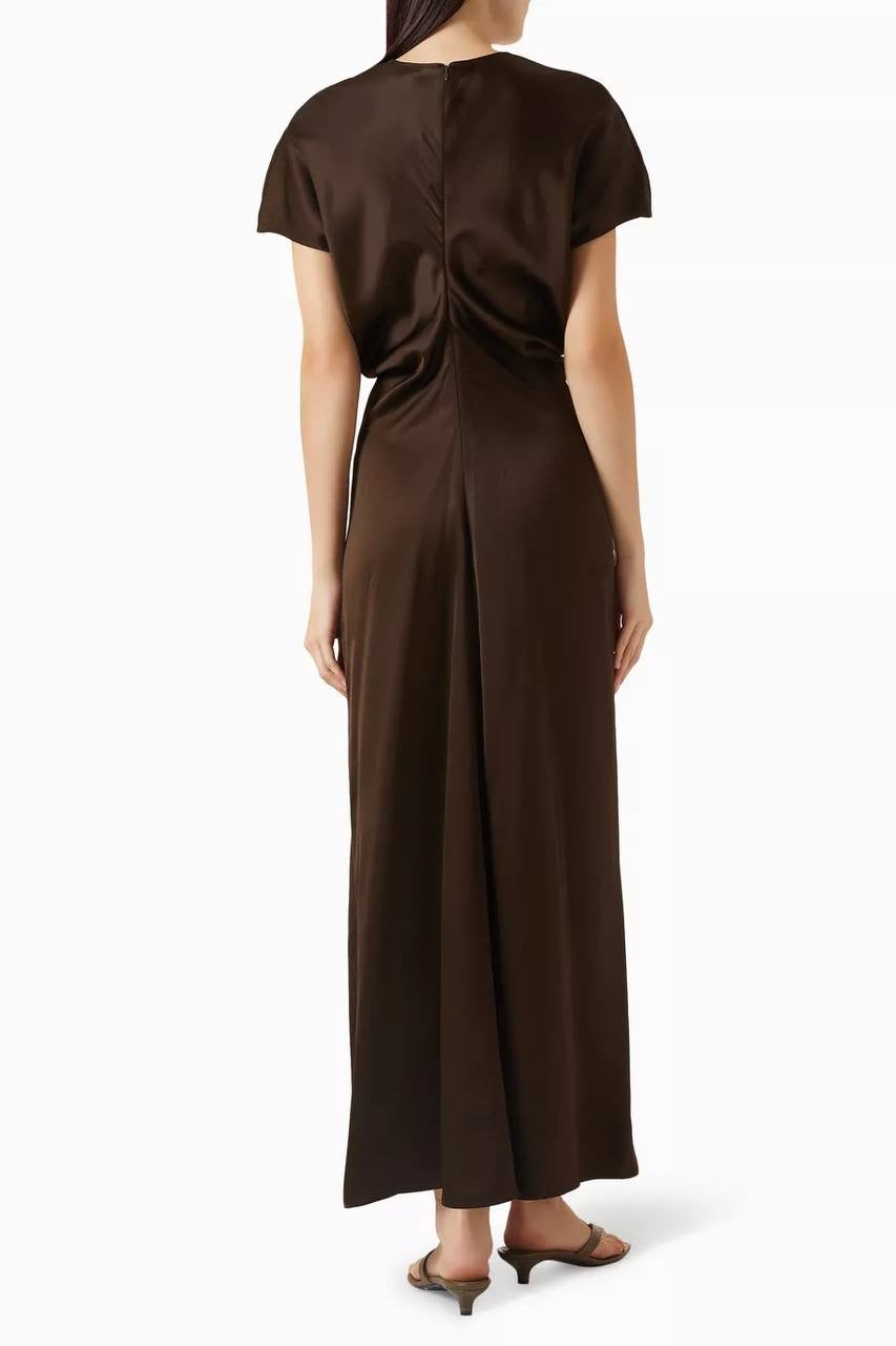 TOT Slouch-waist Viscose Satin Midi Maxi Dress