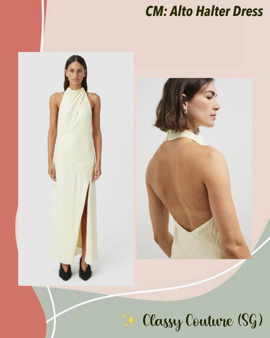 CM Alto Halter Backless Midi Dress