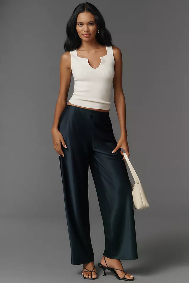 5 Colors! Ref Gale Satin Mid Rise Bias Pant