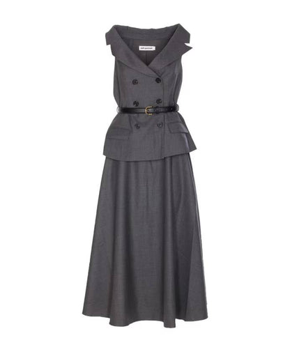 SP Grey Wool Tailored Midi Dress