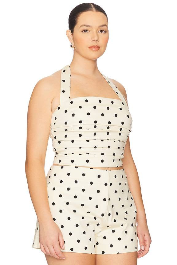 LA Polina Polkadot Halter Crop Top | High Waist Shorts | Set