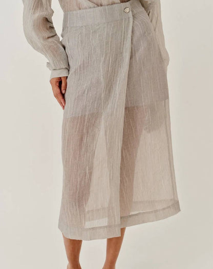 TG Delfi Sheer Grey Blouse | Skirt