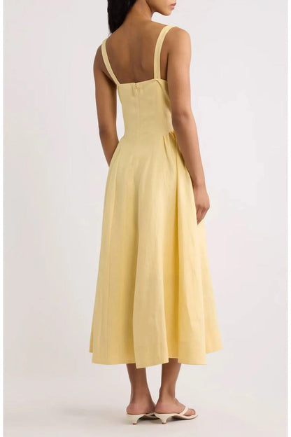 5 Colors! Ref Birdie Linen Midi Dress