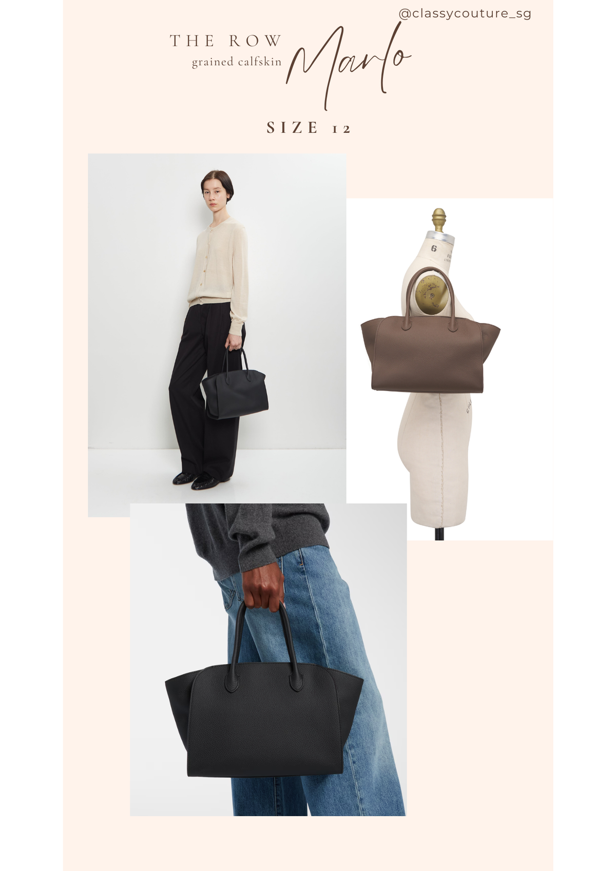 3 Colors! TR Marlo 12/14/17 Bag in Matte Grained Calfskin Leather