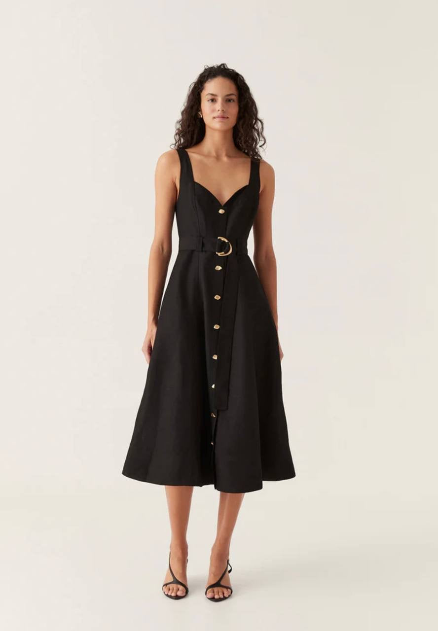 AJ Clay Belted Midi Dress