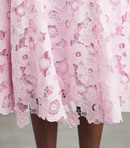 SP Pink Lace Scoop-Back Midi Dress
