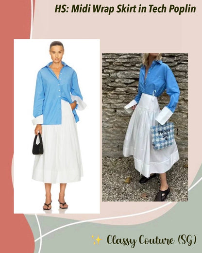 HS Midi Wrap Drop-Waist Tech Poplin Midi Skirt