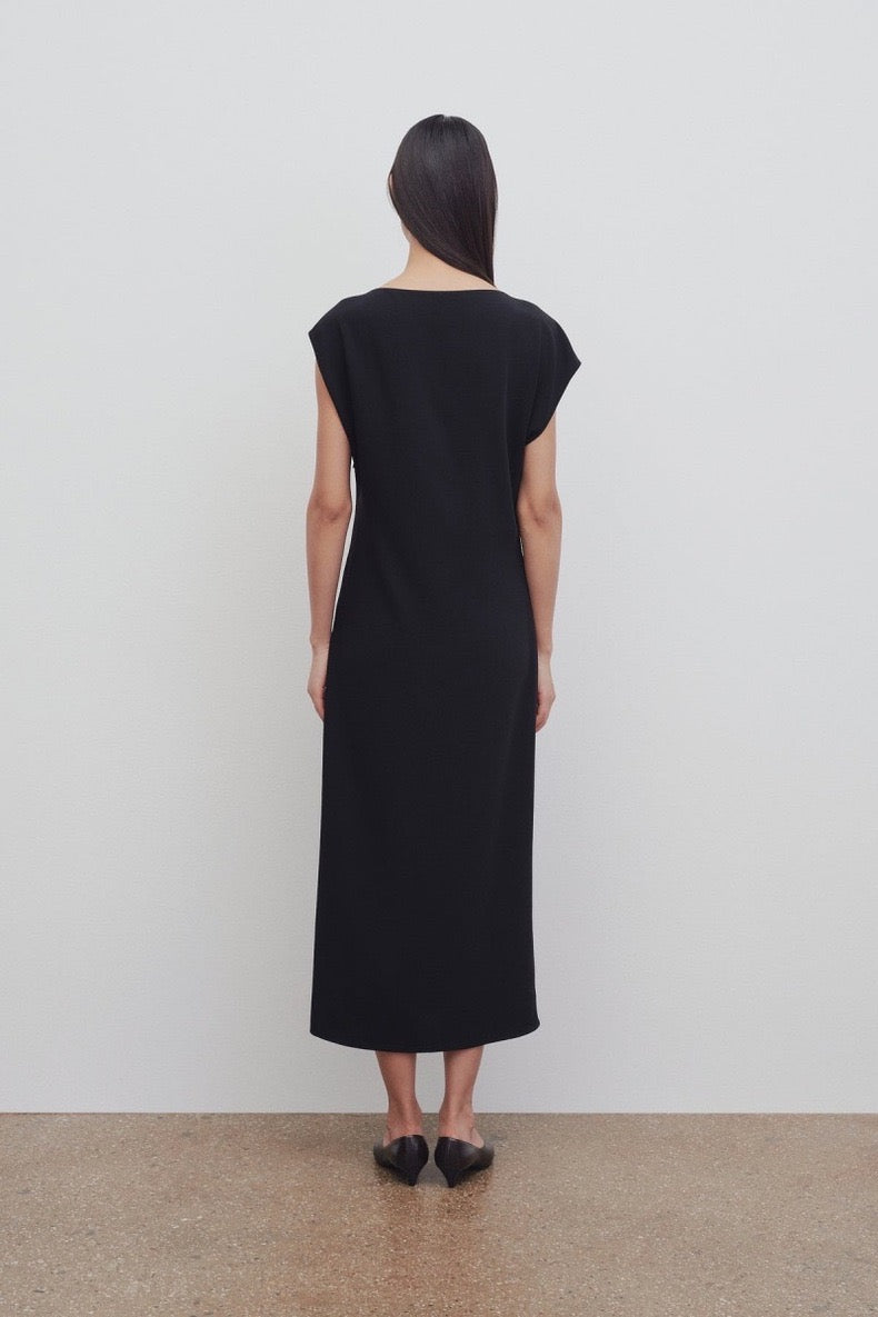 TR Blathine Asymmetric Crepe Midi Dress