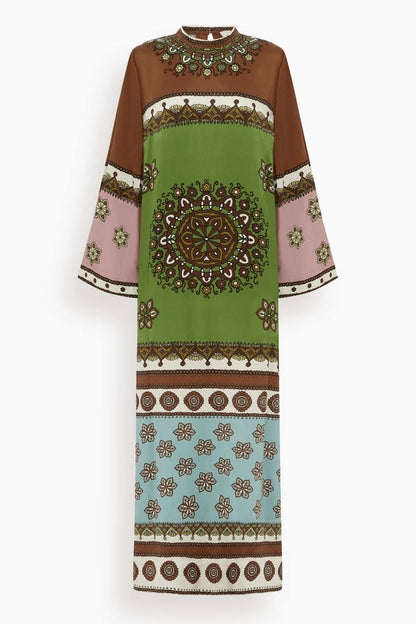 ALM Contina Silk Midi Dress in Multi