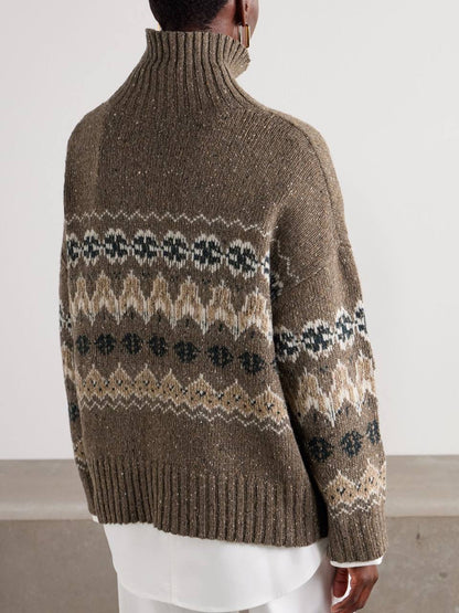 ATZ Cecie Fair Isle Wool-Blend Mock Neck Sweater Pullover