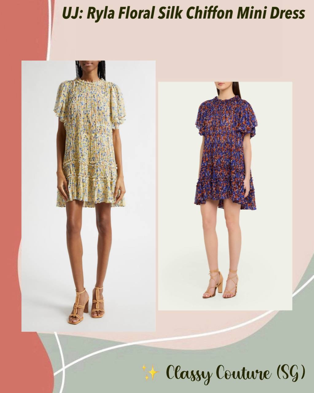UJ Ryla Floral Silk Chiffon Mini Dress