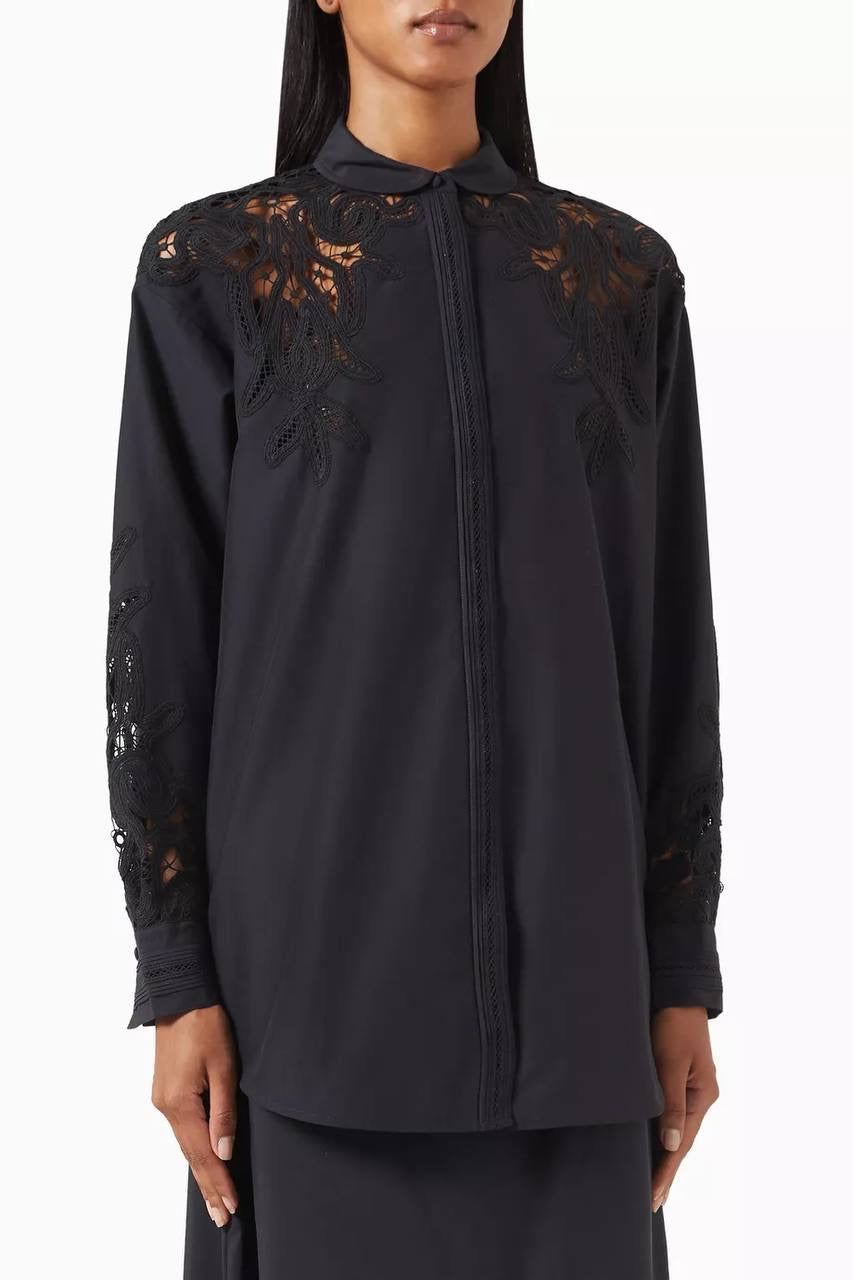 UJ Harden Oversized Cotton-Silk Lace-panel Tunic Shirt