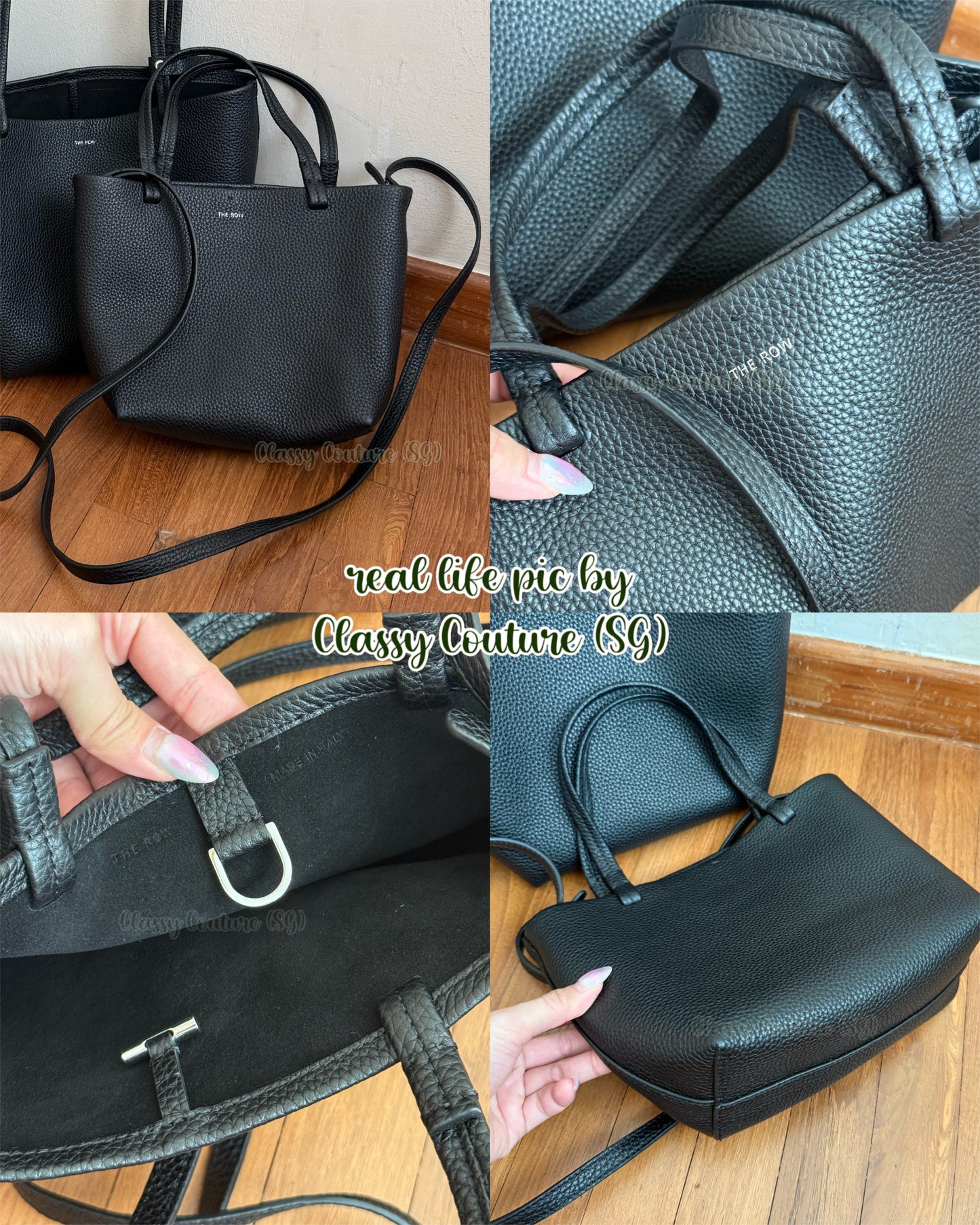 3 Sizes! TR Olive & Black Grained Calfskin Park Tote Three Bag in Small | Medium | Large
