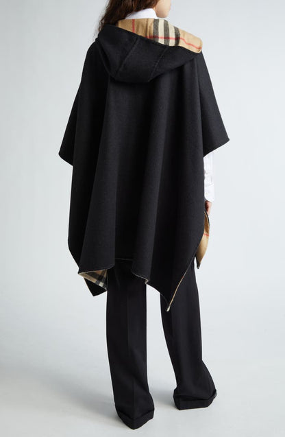 4 Colors! BBR Cashmere Reversible Hooded Cape