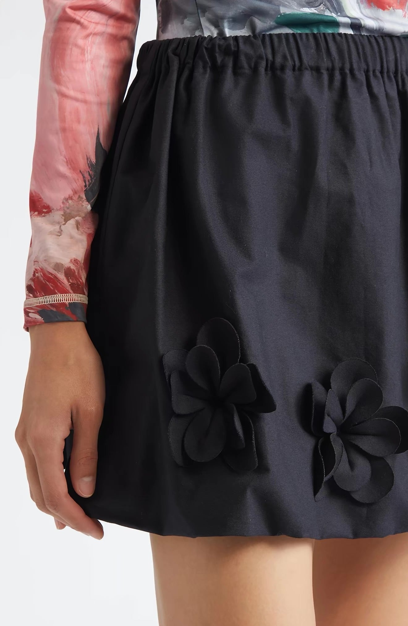 SG 3D Floral Appliqué Peplum Top | Shirt | Mini Skirt | Cotton Set
