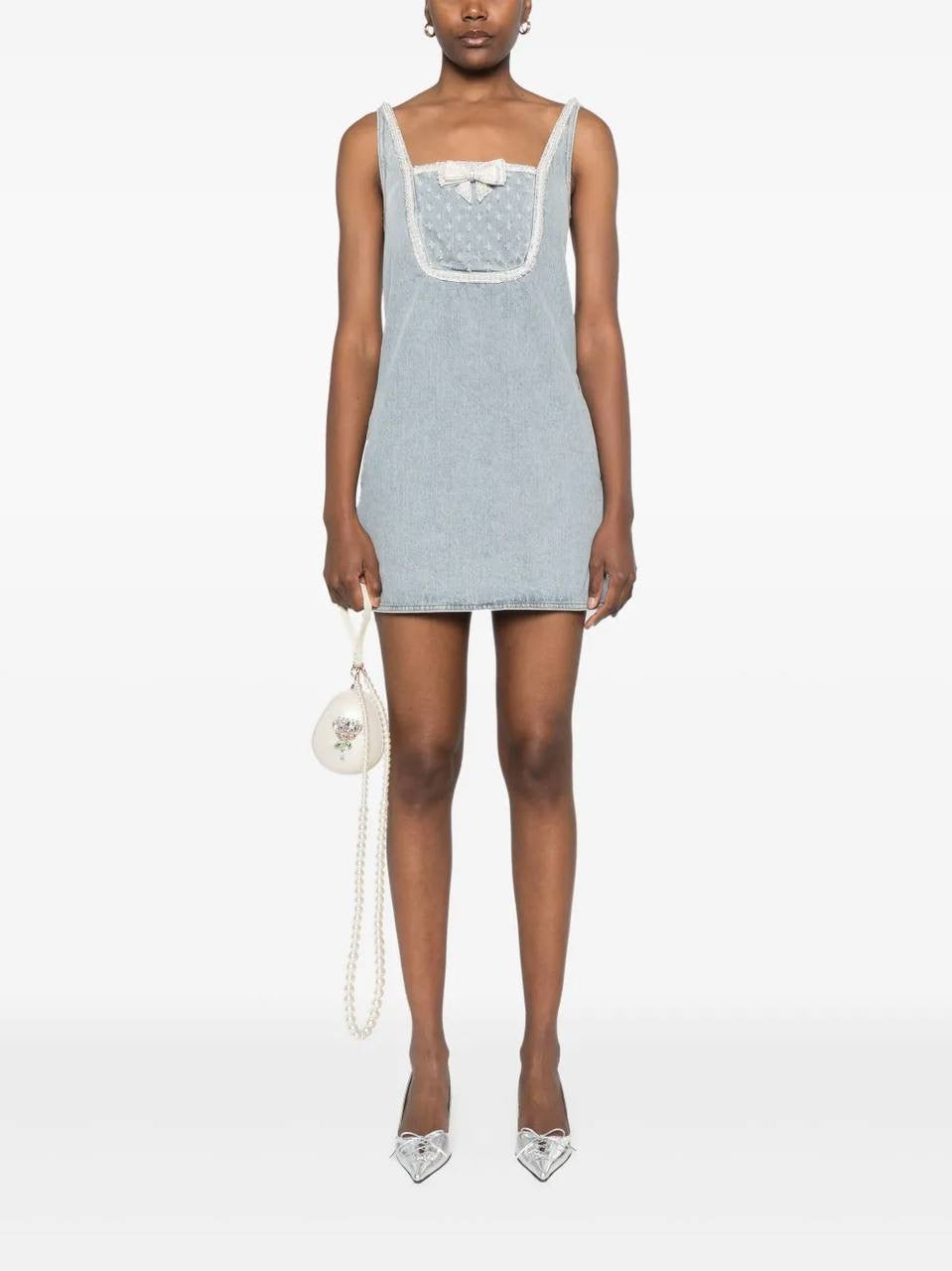 SP Light Blue Denim Bow Mini Dress