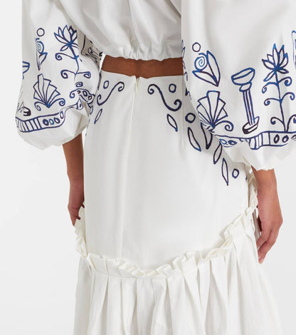 ALM Leela Printed Cotton Shirt | Midi Skirt | Set