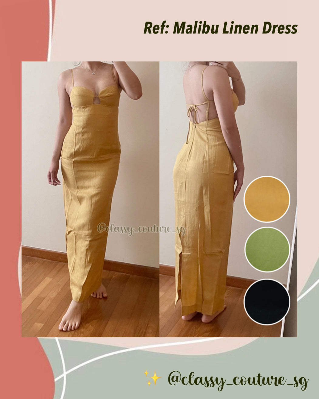 Ref Malibu Linen Midi Maxi Dress