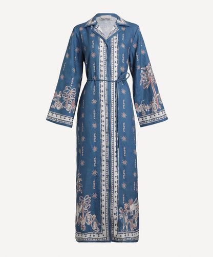 ALM Acacia Belted Linen Shirtdress Midi Dress