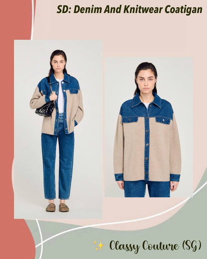 SD Denim And Knitwear Coatigan Oversized Jacket