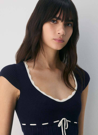 ARZ Soloist Wonder Yarn Viscose-blend Short Sleeve Sweater Top