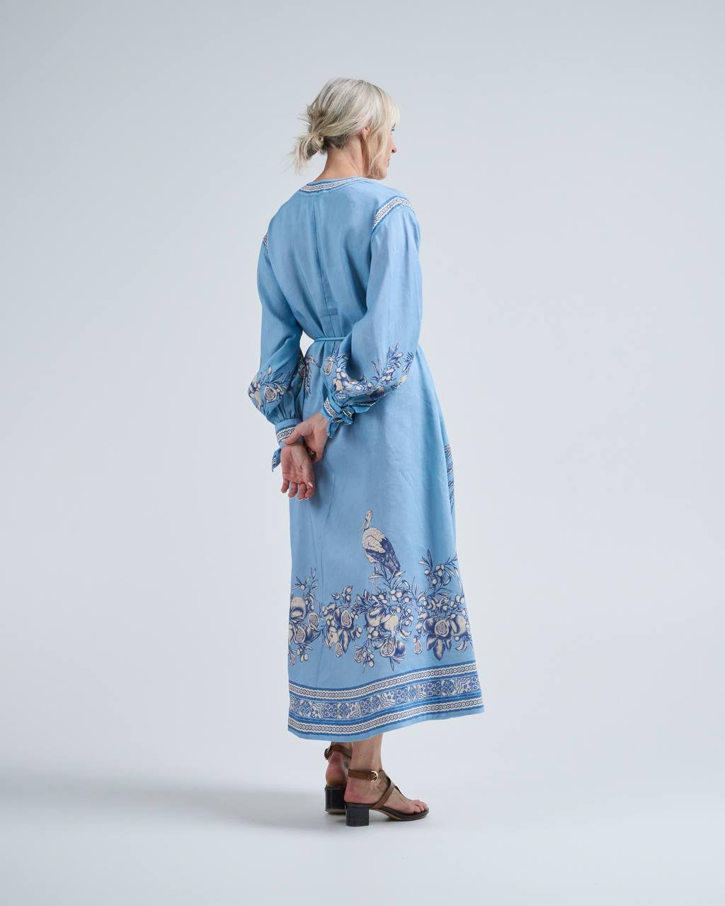 ALM Villa Romantica Holiday Linen-viscose Midi Dress
