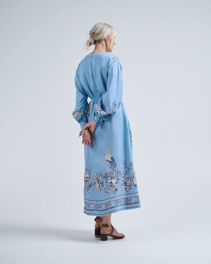 ALM Villa Romantica Holiday Linen-viscose Midi Dress