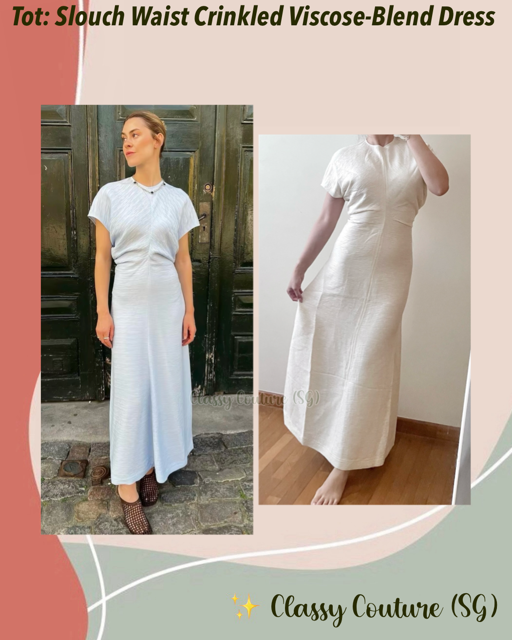 New Colors! Tot Slouch Waist Crinkled Viscose-Blend Midi Dress