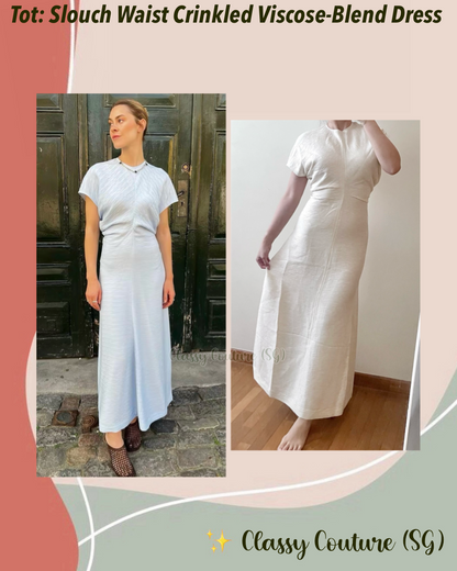 New Colors! Tot Slouch Waist Crinkled Viscose-Blend Midi Dress