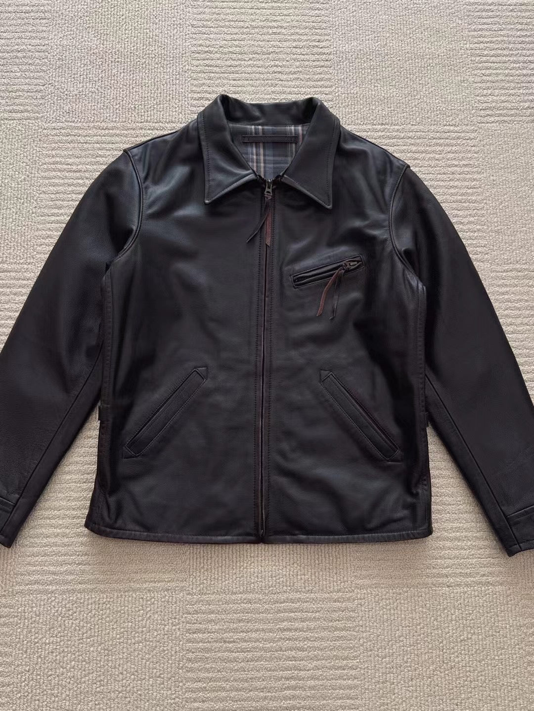 Men’s Calfskin Leather Newsboy Jacket