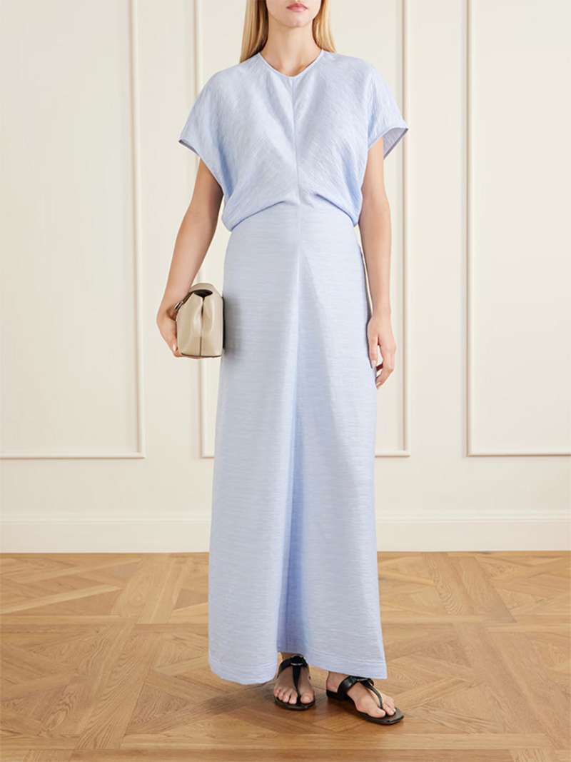 New Colors! Tot Slouch Waist Crinkled Viscose-Blend Midi Dress