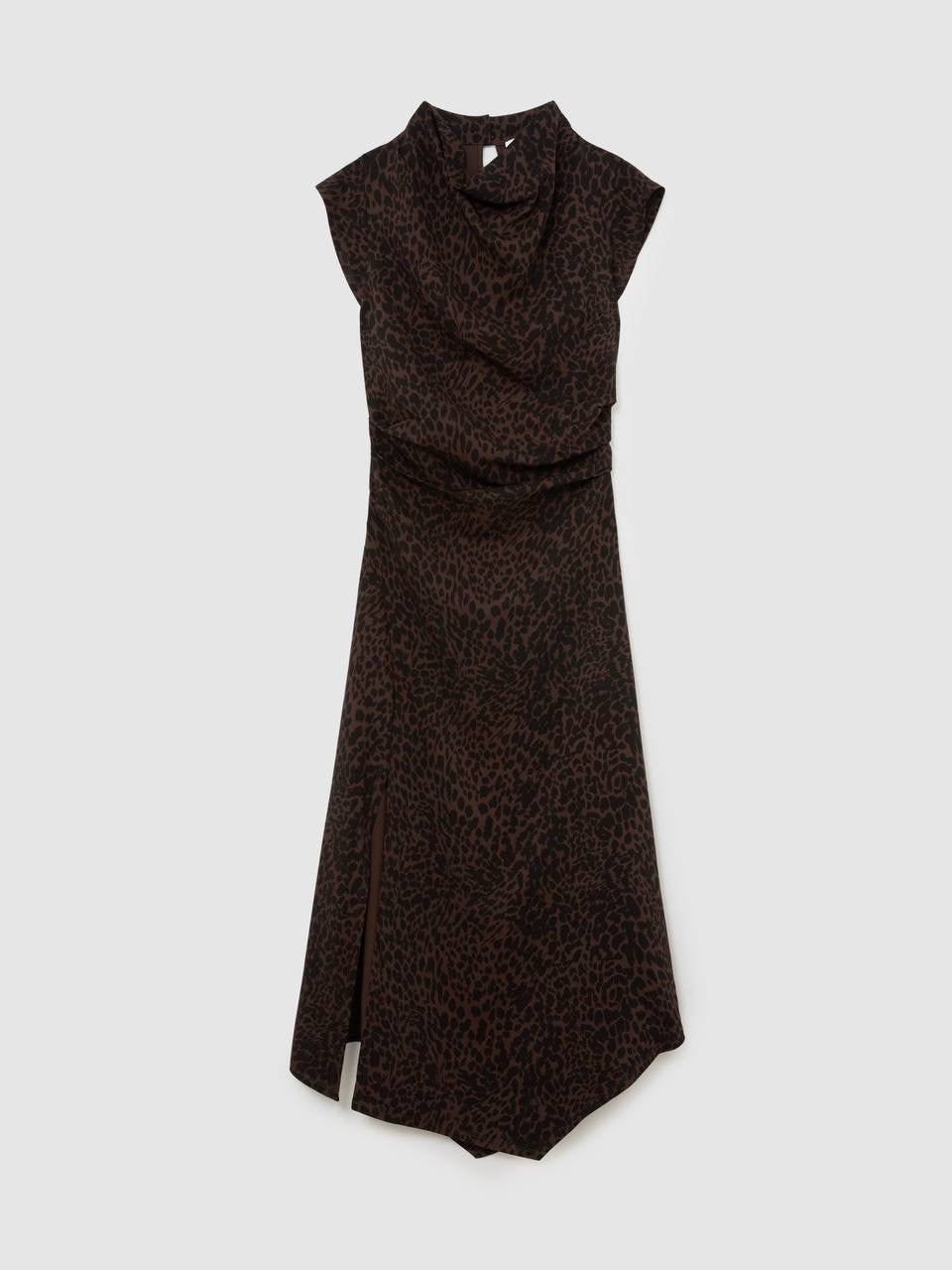 RS Harlie Animal-Print Draped Viscose-blend Jersey Midi Dress