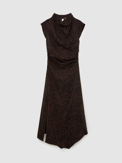 RS Harlie Animal-Print Draped Viscose-blend Jersey Midi Dress