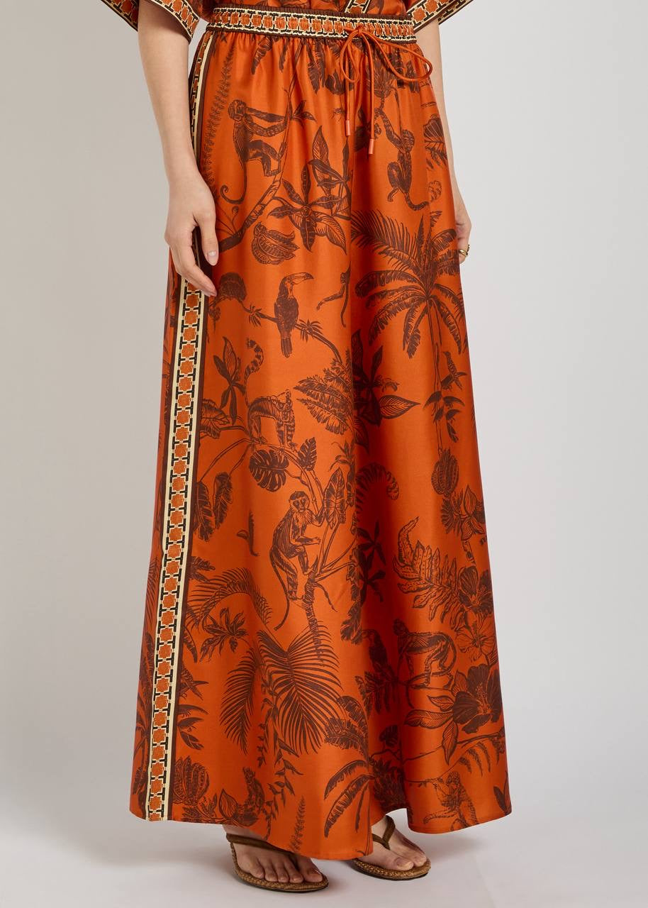 ALM Monkey Dance Printed Silk Satin Shirt | Pants | Set