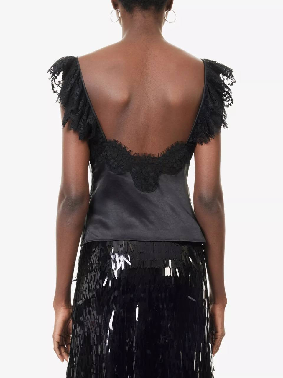 SP Black Satin Lace Top