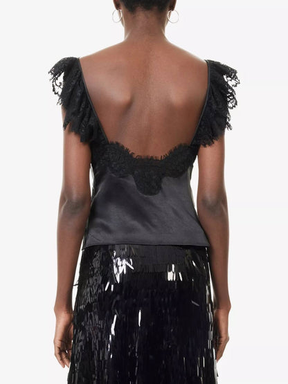 SP Black Satin Lace Top