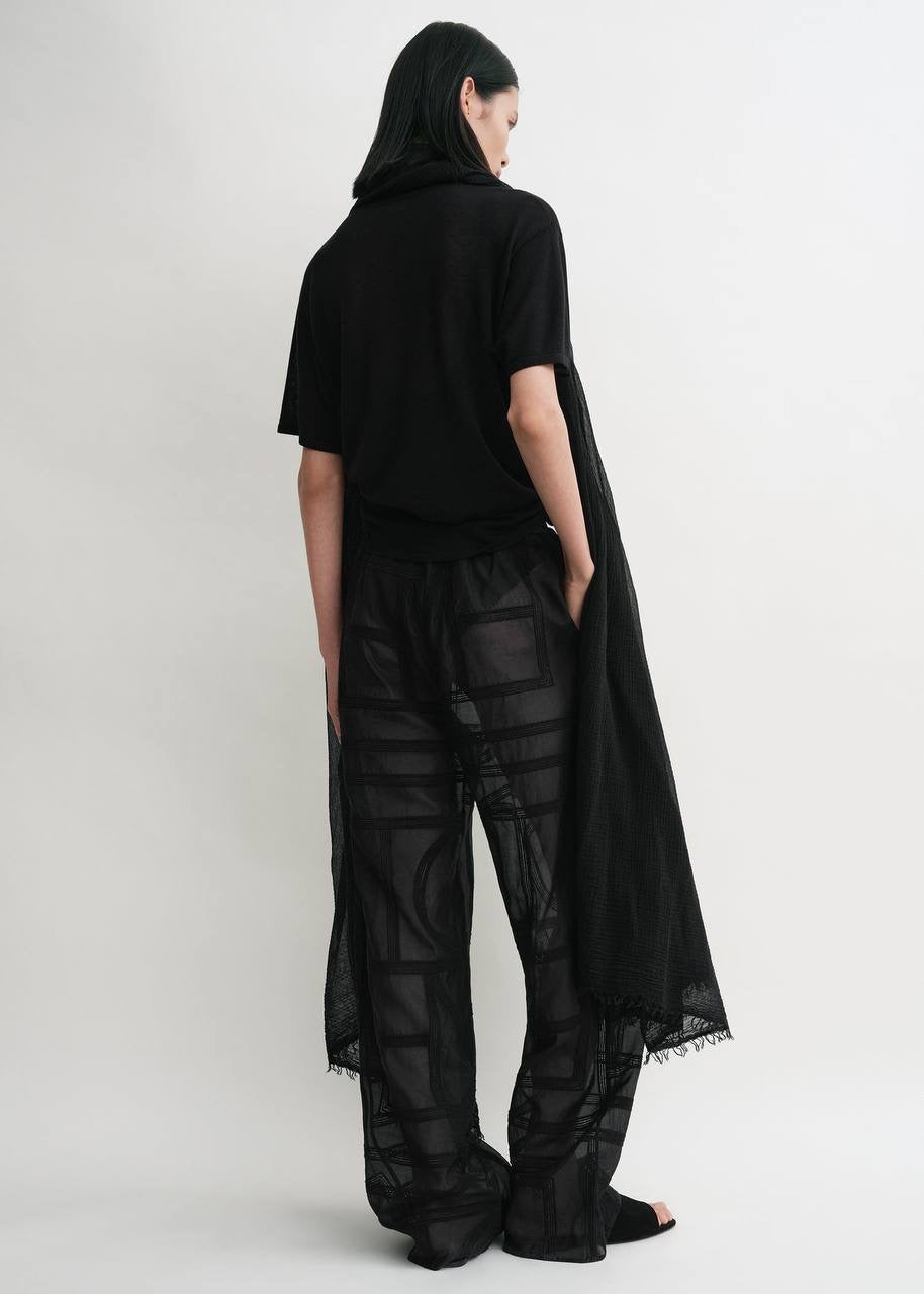 TOT Monogram Embroidered Classic Shirt | Summer PJ Bottoms Pant | Silk-Cotton Set