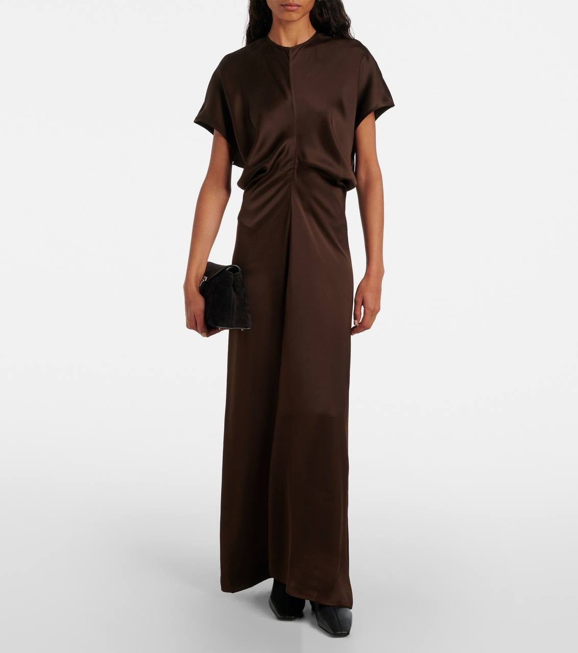 TOT Slouch-waist Viscose Satin Midi Maxi Dress