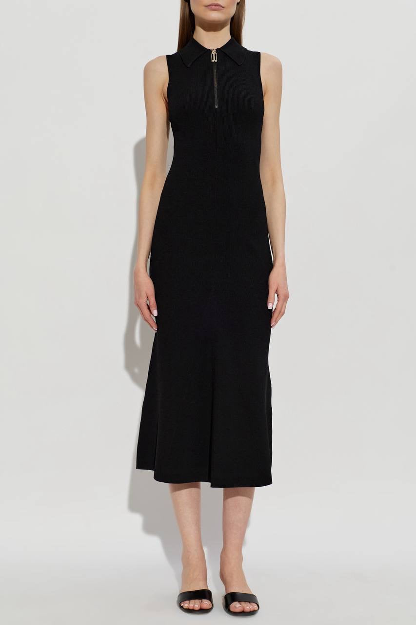 2 Colors! VB Mira Quarter-zip Stretch-viscose Midi Dress in Black & White