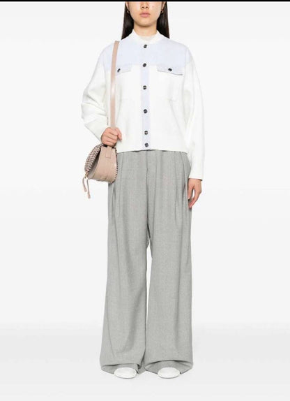 SD Dual-Material Coatigan Bomber Jacket in white/blue