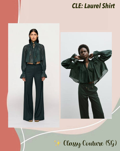 CLE Laurel Tencel-blend Sheer Cropped Shirt