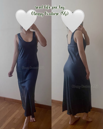 5 Colors! SL Scoop Neck Silk Midi Dress