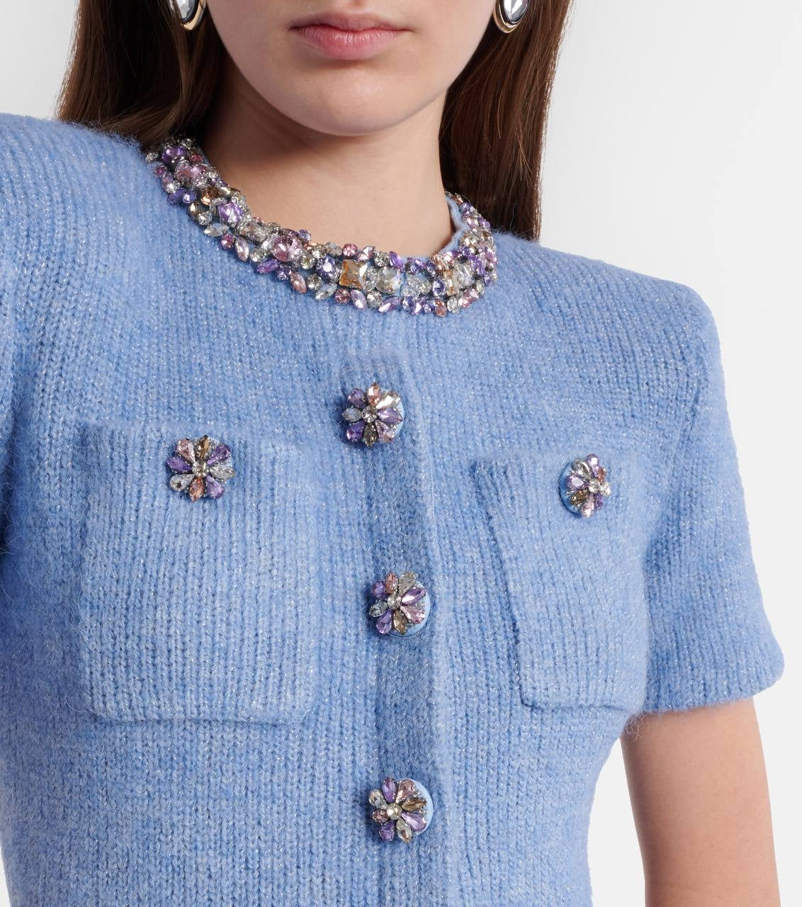 SP Blue Knitted Peplum Midi Dress
