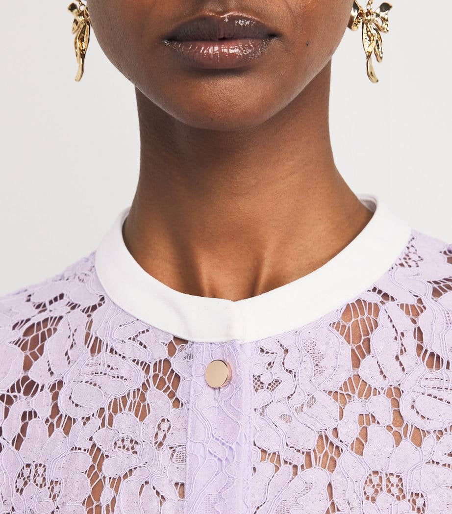 SP Lilac Lace Button Front Midi Dress