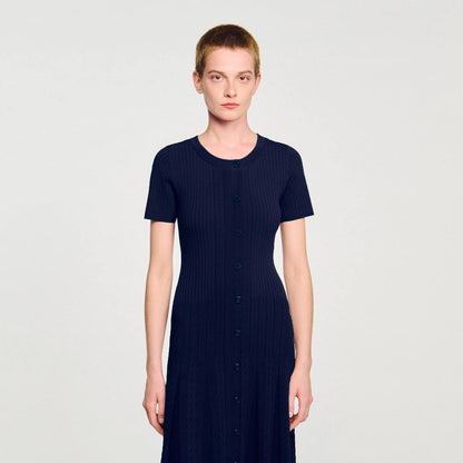SD Milla Viscose Knit Midi Dress in Navy blue & Wine red